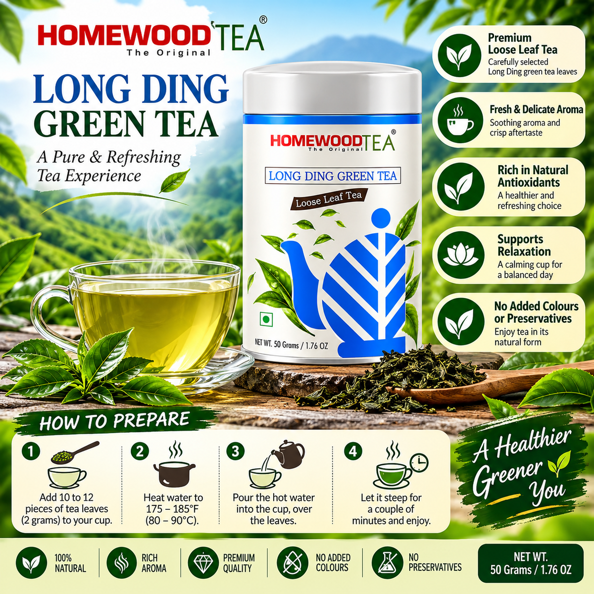 Homewood Long Ding Green Tea 50g (Tin)