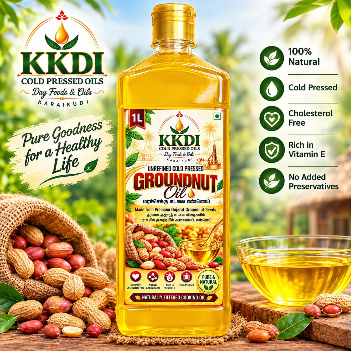 Groundnut Oil 1L (Crushed with Gujarat Seed)