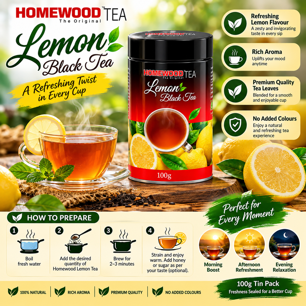Homewood Lemon Tea 100g (Tin)