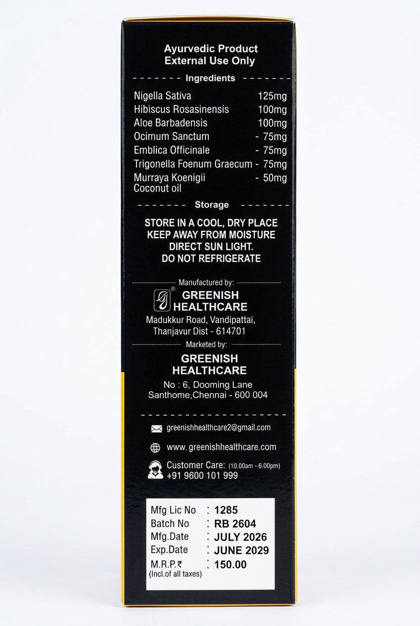 Black Seed Herbal Hair Oil (Karunjeerga Kunthal Thailam) 100ml